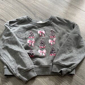 Charming Gray Kids Sweatshirt with Pink Bow Accents